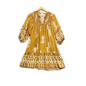 Umgee Dress Size S Ruffle Smocked Boho Hippie Lightweight Flowy Peasant Cowgirl
